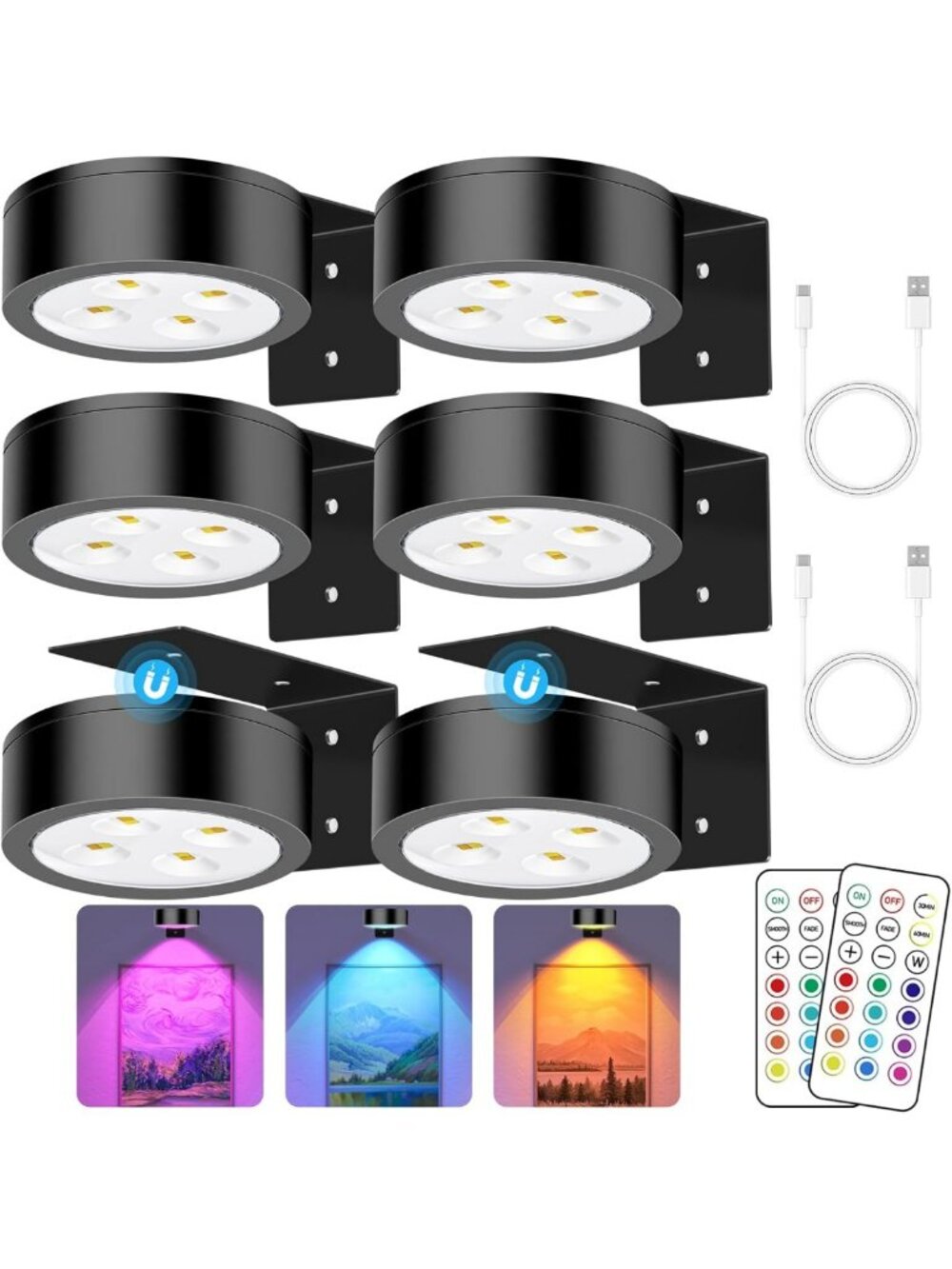 RGB Color Changing LED Picture Frame Lights - Rechargeable, Remote Control